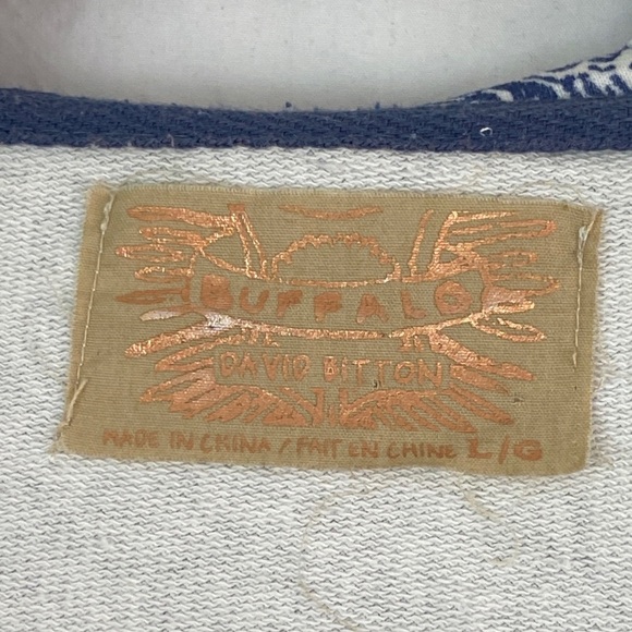 Buffalo David Bitton Full Zip Hoodie Blue and White Patterned Size Large - Picture 8 of 11